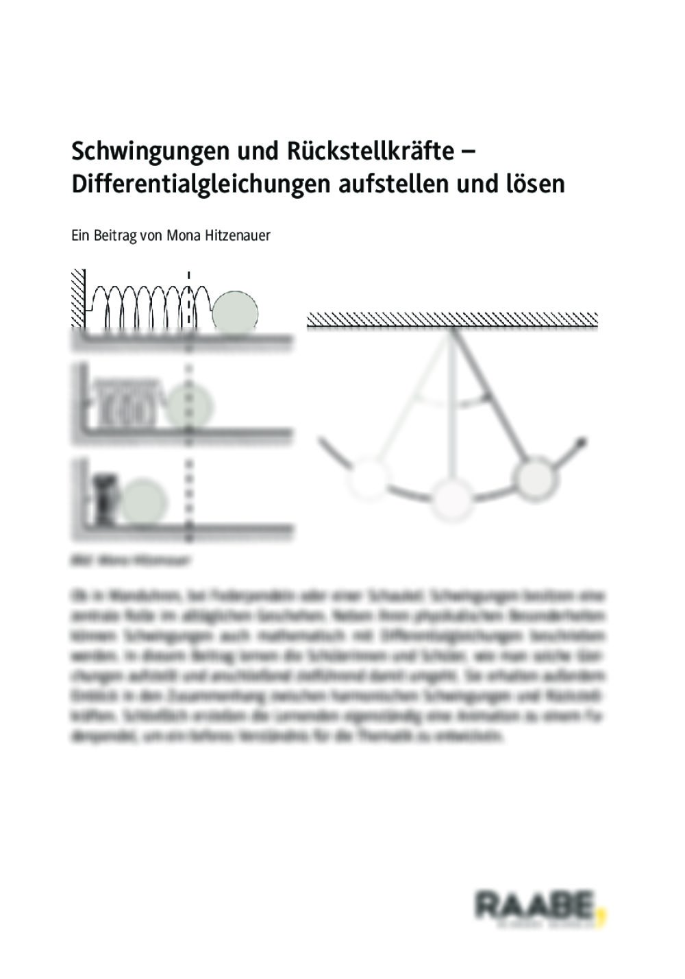 Schwingungen und Rückstellkräfte - Seite 1