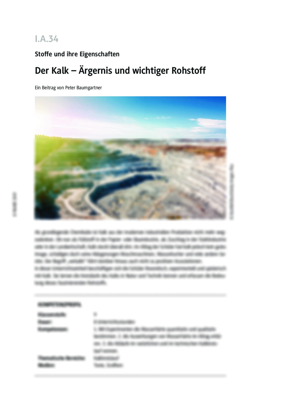 Eigenschaften und Reaktionsverhalten von Kalk erforschen - Seite 1