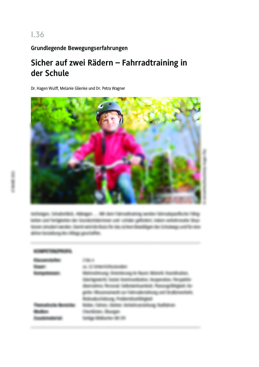 Fahrradtraining in der Schule - Seite 1