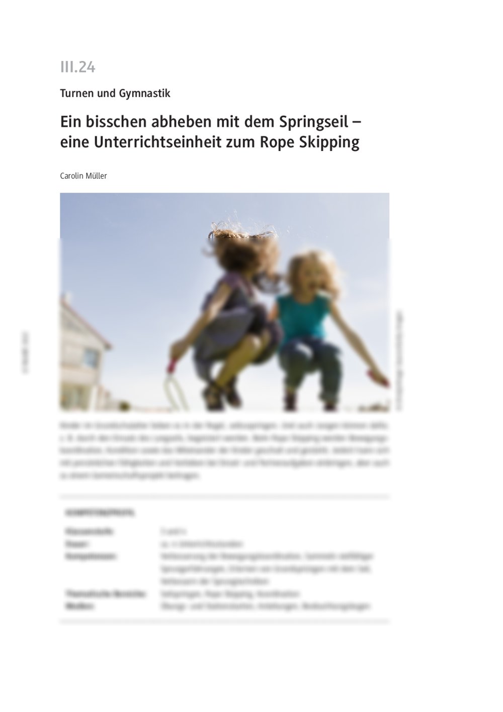 Eine Unterrichtseinheit zum Rope Skipping - Seite 1