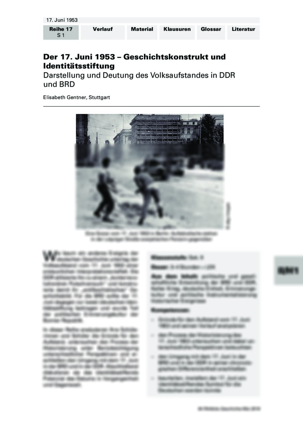 Darstellung und Deutung des Volksaufstandes in DDR und BRD - Seite 1