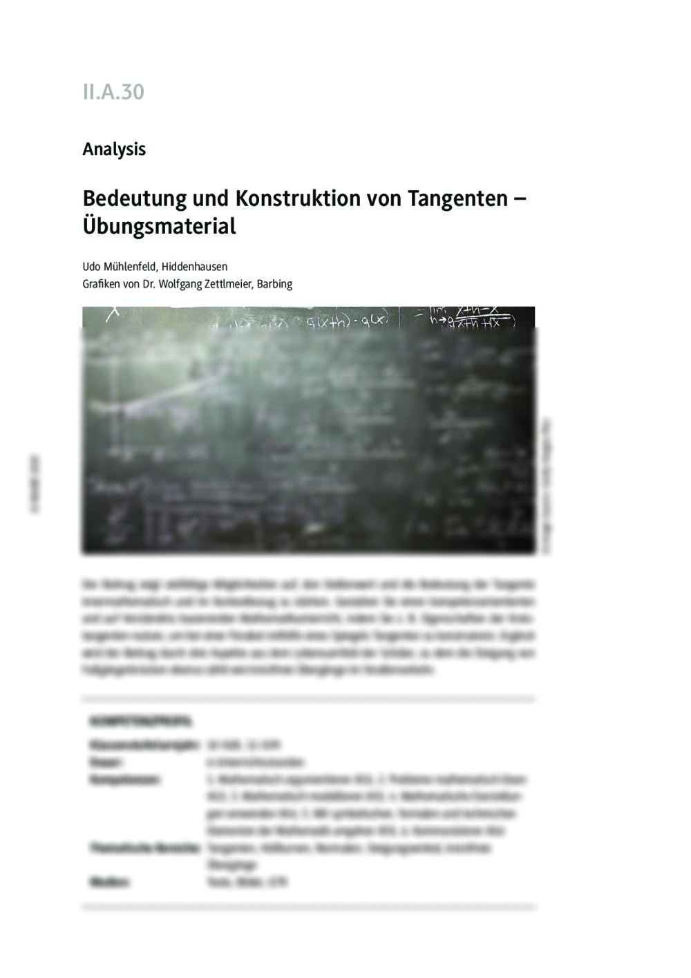 Bedeutung und Konstruktion von Tangenten - Seite 1