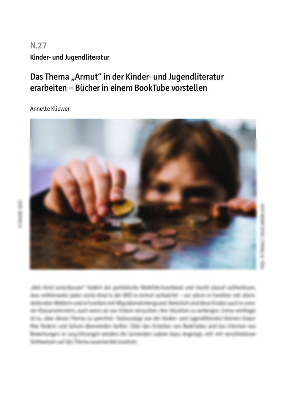 Das Thema „Armut“ in der Kinder- und Jugendliteratur erarbeiten - Seite 1