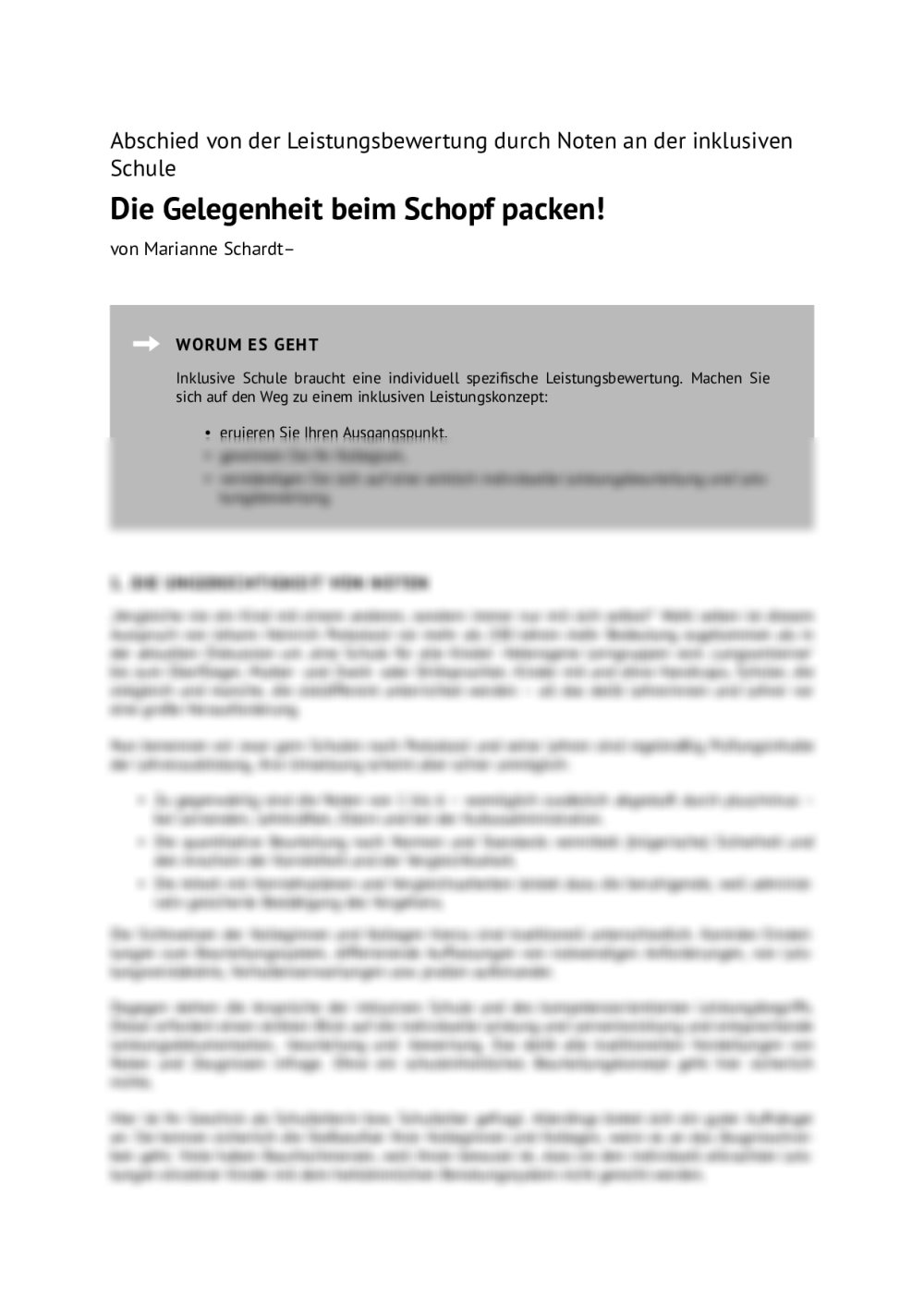 Abschied von der Leistungsbewertung durch Noten an der inklusiven Schule - Seite 1