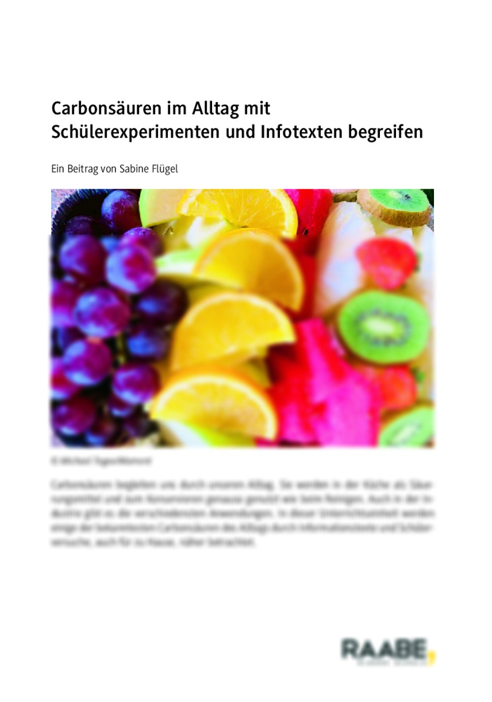 Carbonsäuren im Alltag mit Schülerexperimenten und Infotexten begreifen - Seite 1