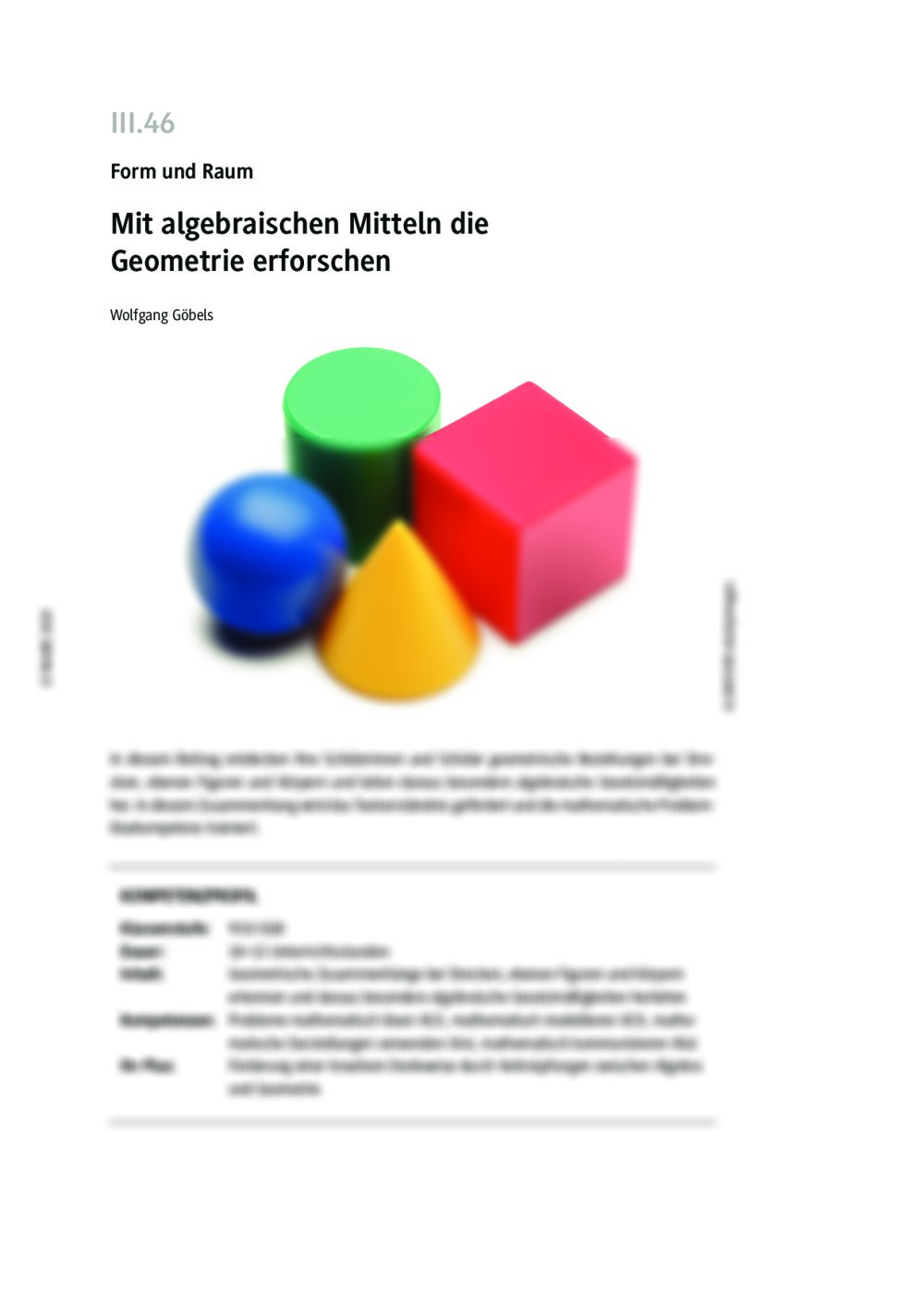 Mit algebraischen Mitteln die Geometrie erforschen - Seite 1