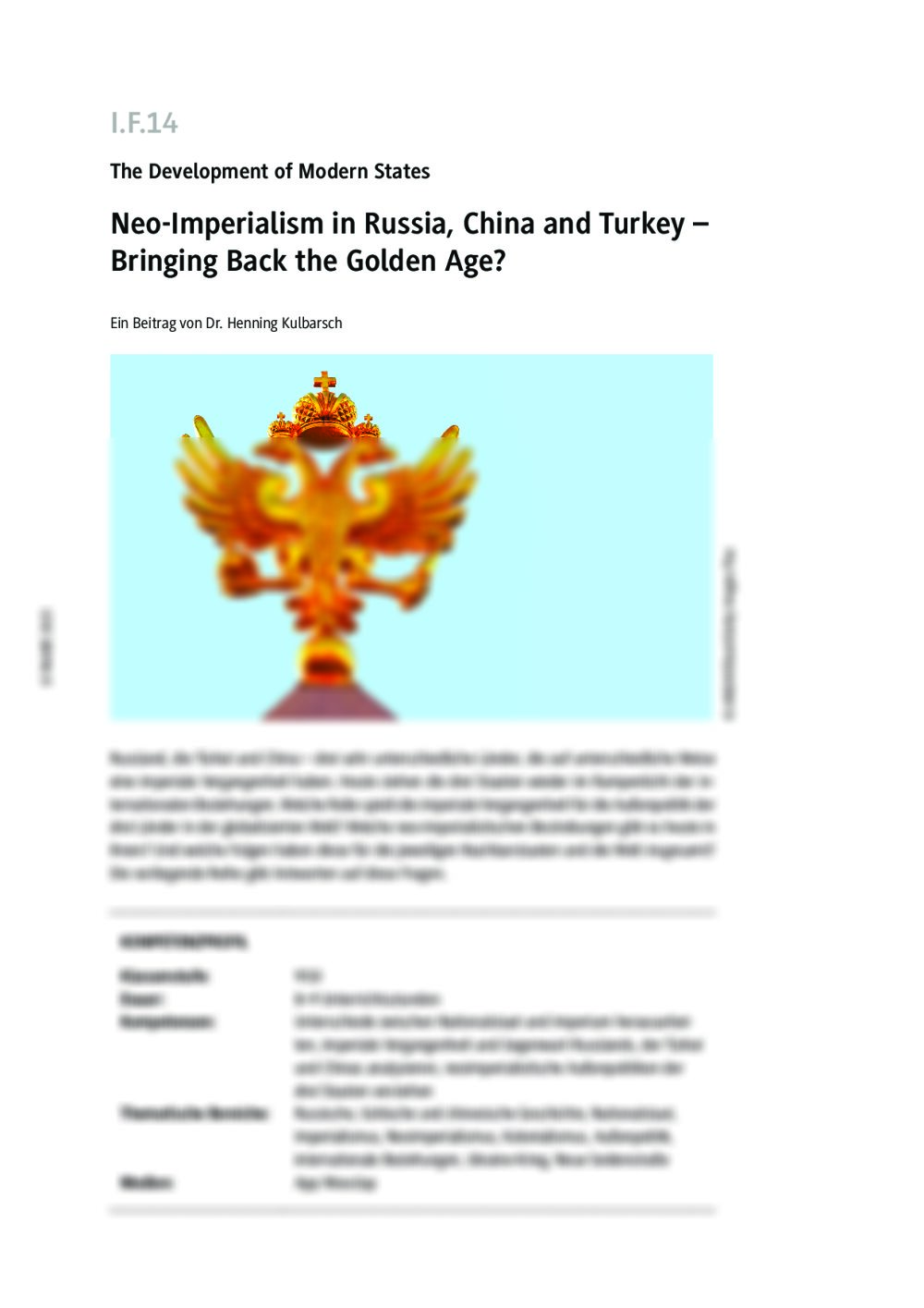 Neo-Imperialism in Russia, China and Turkey - Seite 1