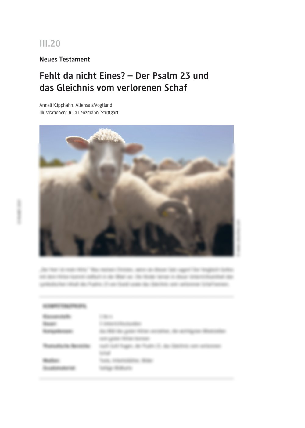 Der Psalm 23 und das Gleichnis vom verlorenen Schaf - Seite 1