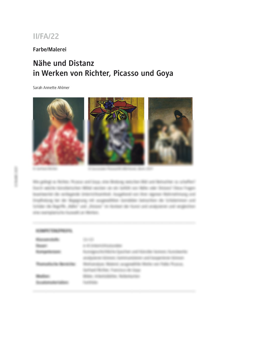 Nähe und Distanz bei Richter, Picasso und Goya - Seite 1