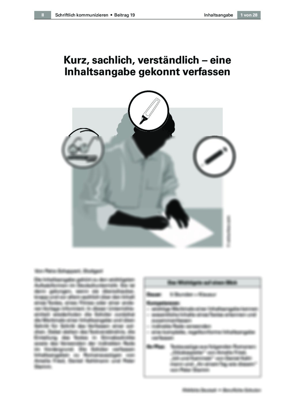 Eine Inhaltsangabe gekonnt verfassen - Seite 1