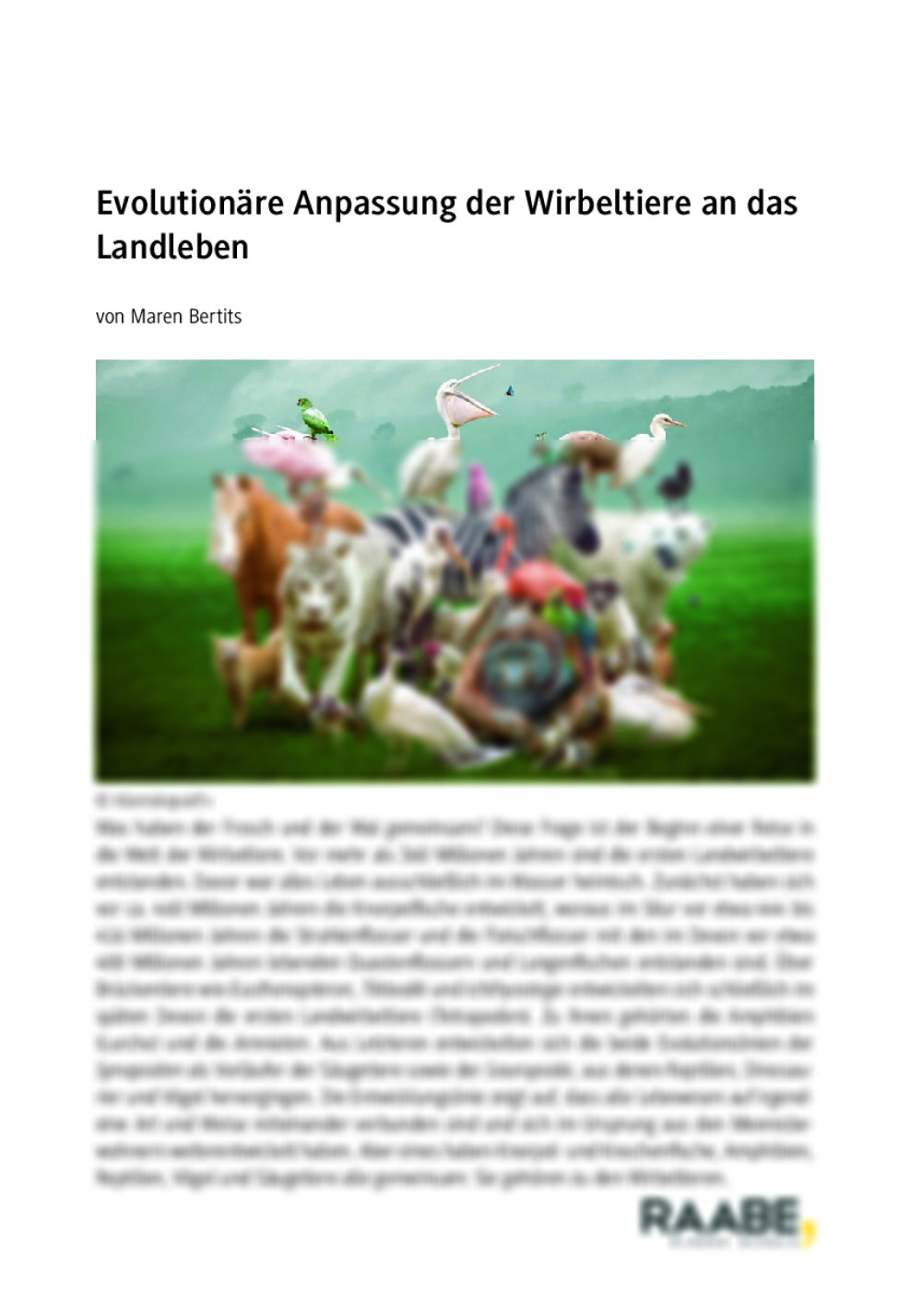 Evolutionäre Anpassung der Wirbeltiere  an das Landleben - Seite 1
