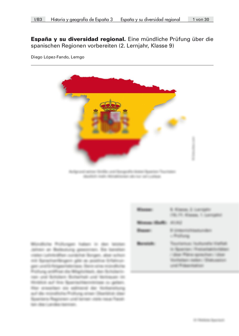 Eine mündliche Prüfung über die spanischen Regionen vorbereiten - Seite 1