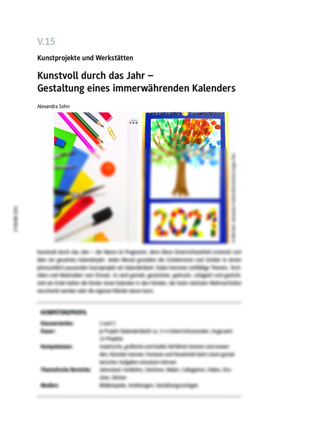 Gestaltung eines immerwährenden Kalenders - Seite 1