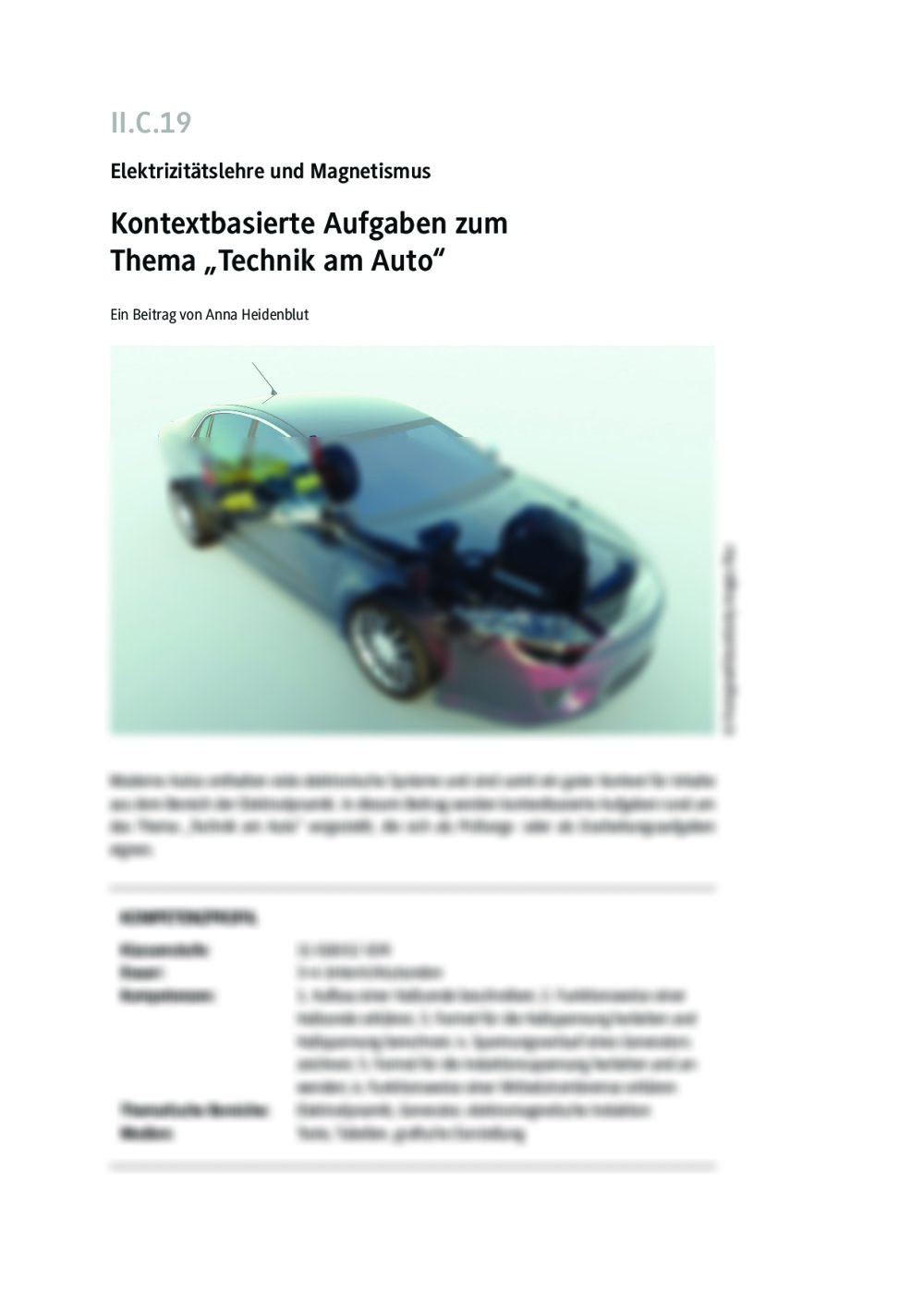 Kontextbasierte Aufgaben zum Thema „Technik am Auto“ - Seite 1