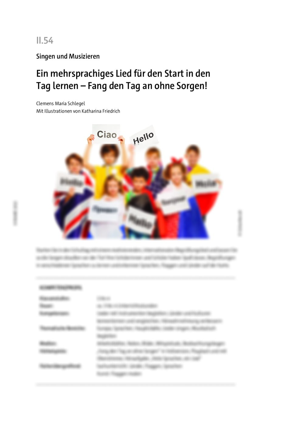 Ein mehrsprachiges Lied für den Start in den Tag lernen - Seite 1
