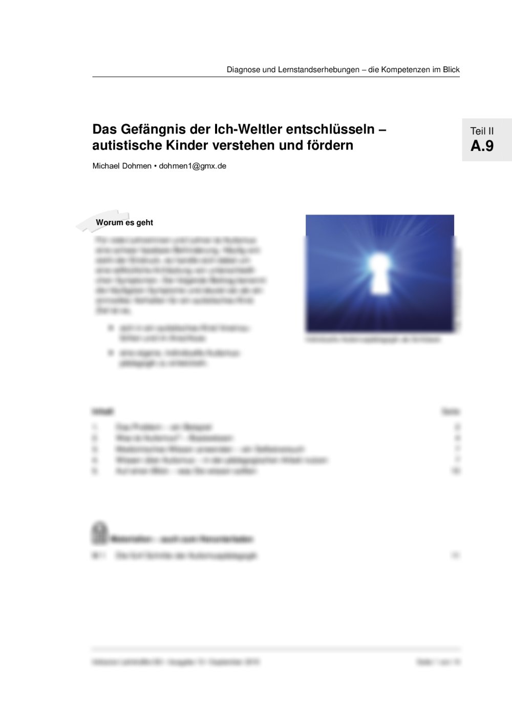 Autistische Kinder in der Grundschule verstehen und fördern - Seite 1