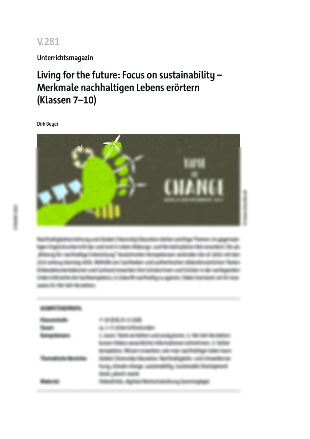 Living for the future: Focus on sustainability  - Seite 1