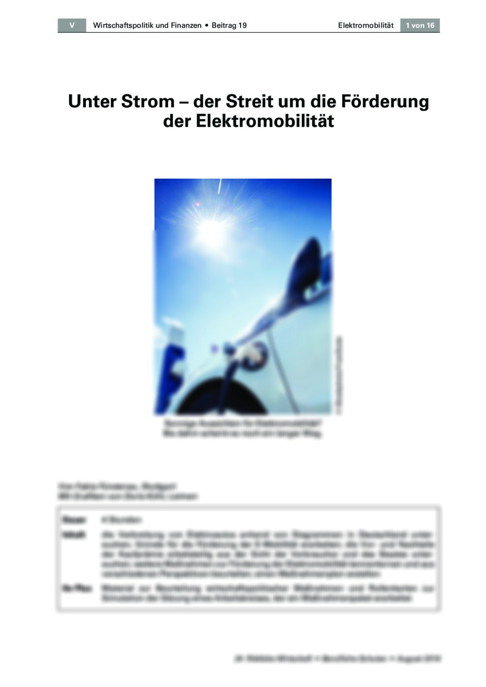 Der Streit um die Förderung der Elektromobilität - Seite 1