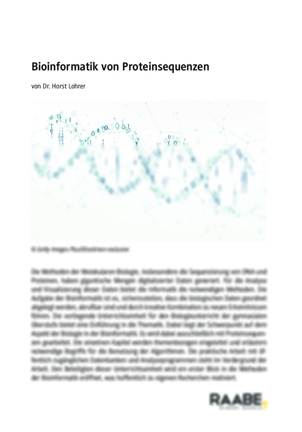 Bioinformatik von Proteinsequenzen - Seite 1