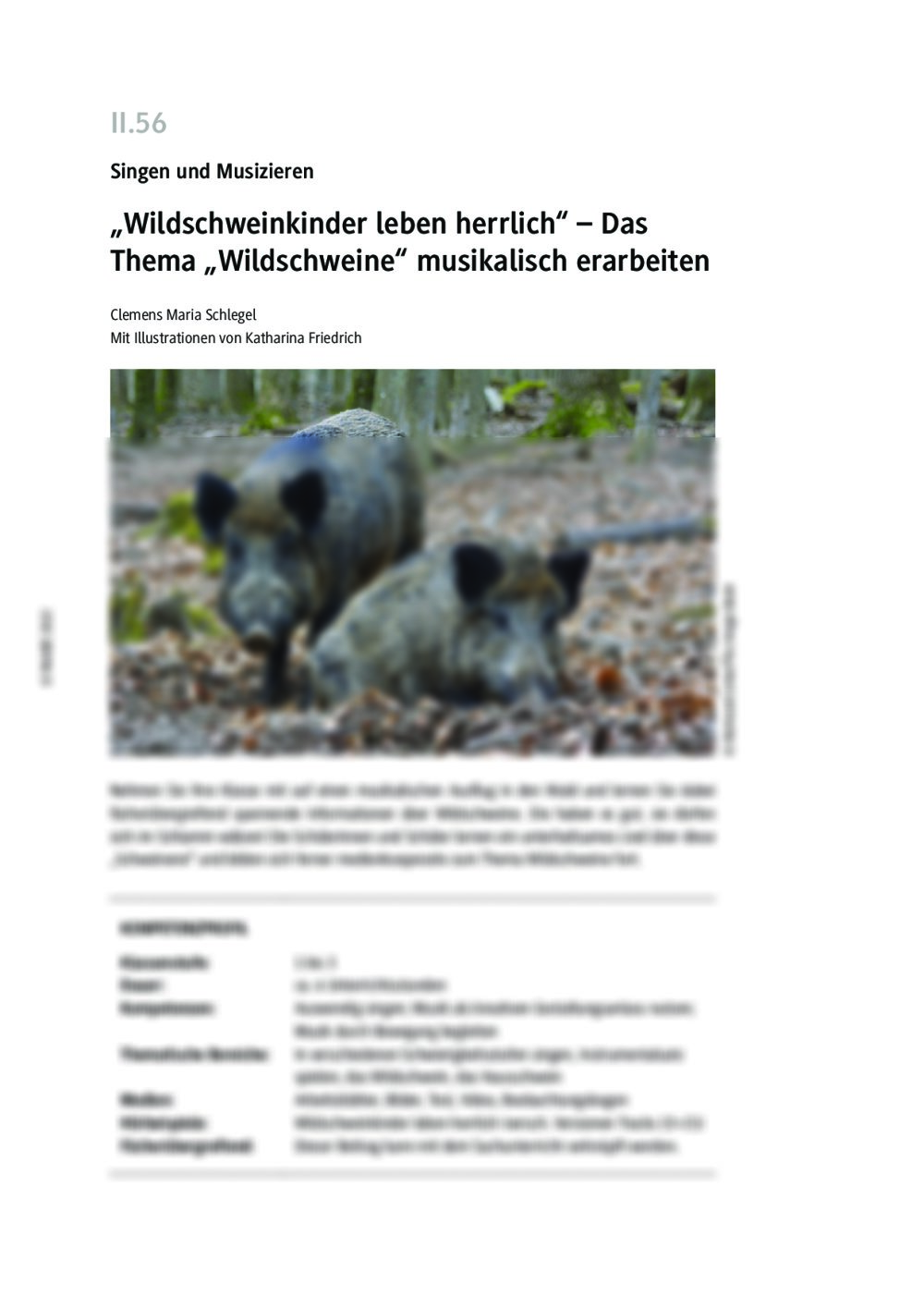 Das Thema „Wildschweine“ musikalisch erarbeiten - Seite 1