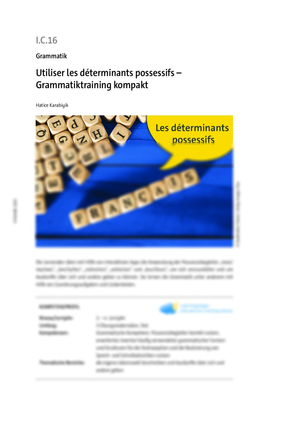 Utiliser les déterminants possessifs - Seite 1