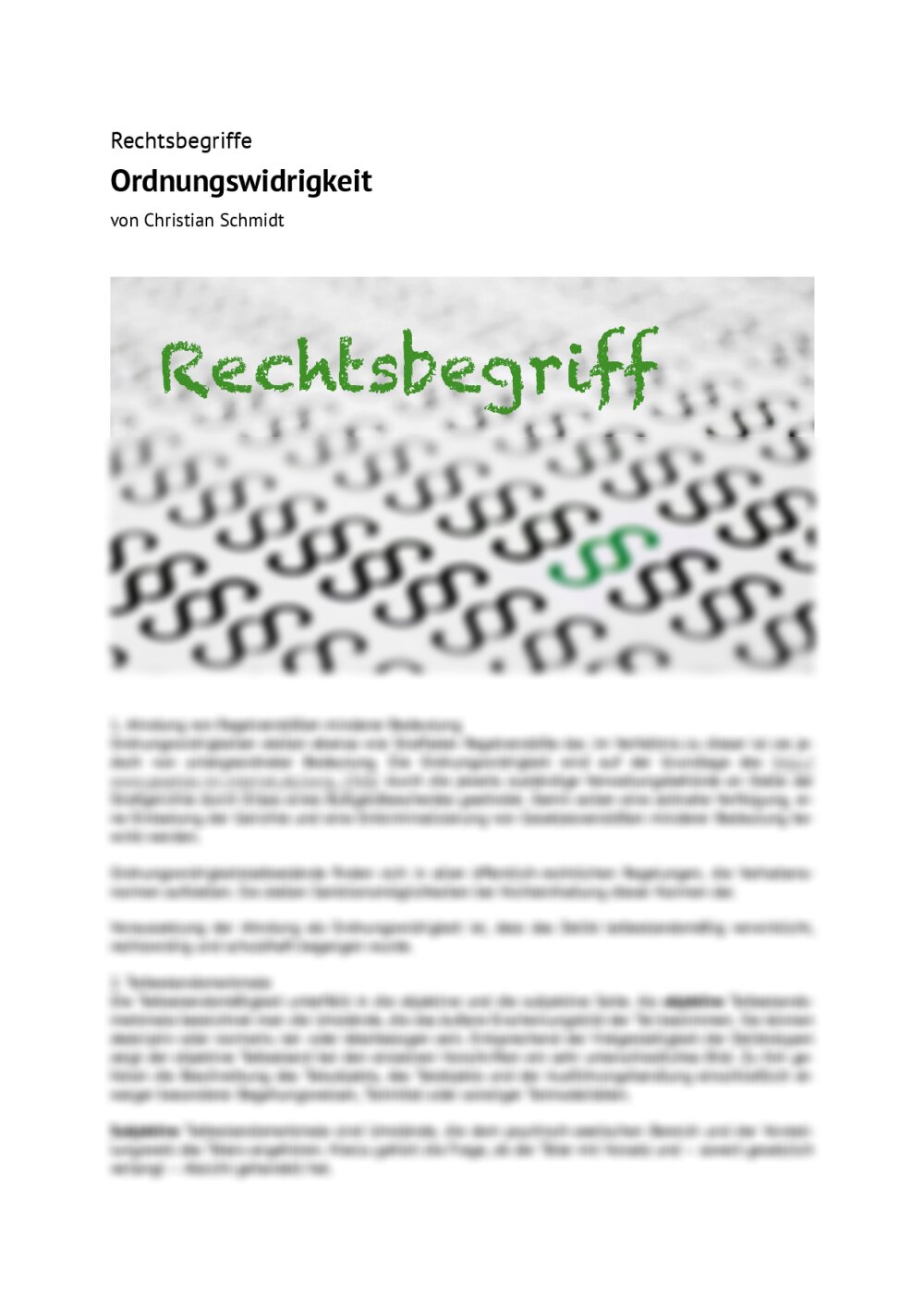 Rechtsbegriff: Ordnungswidrigkeit - Seite 1