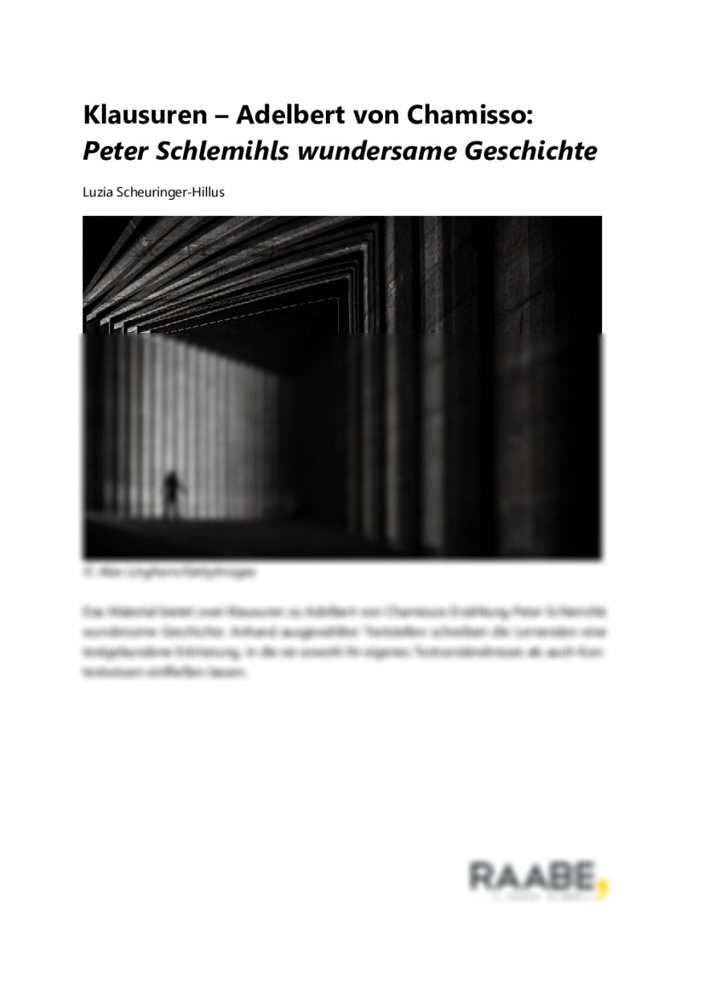 Klausur – Peter Schlemihls wundersame Geschichte - Seite 1