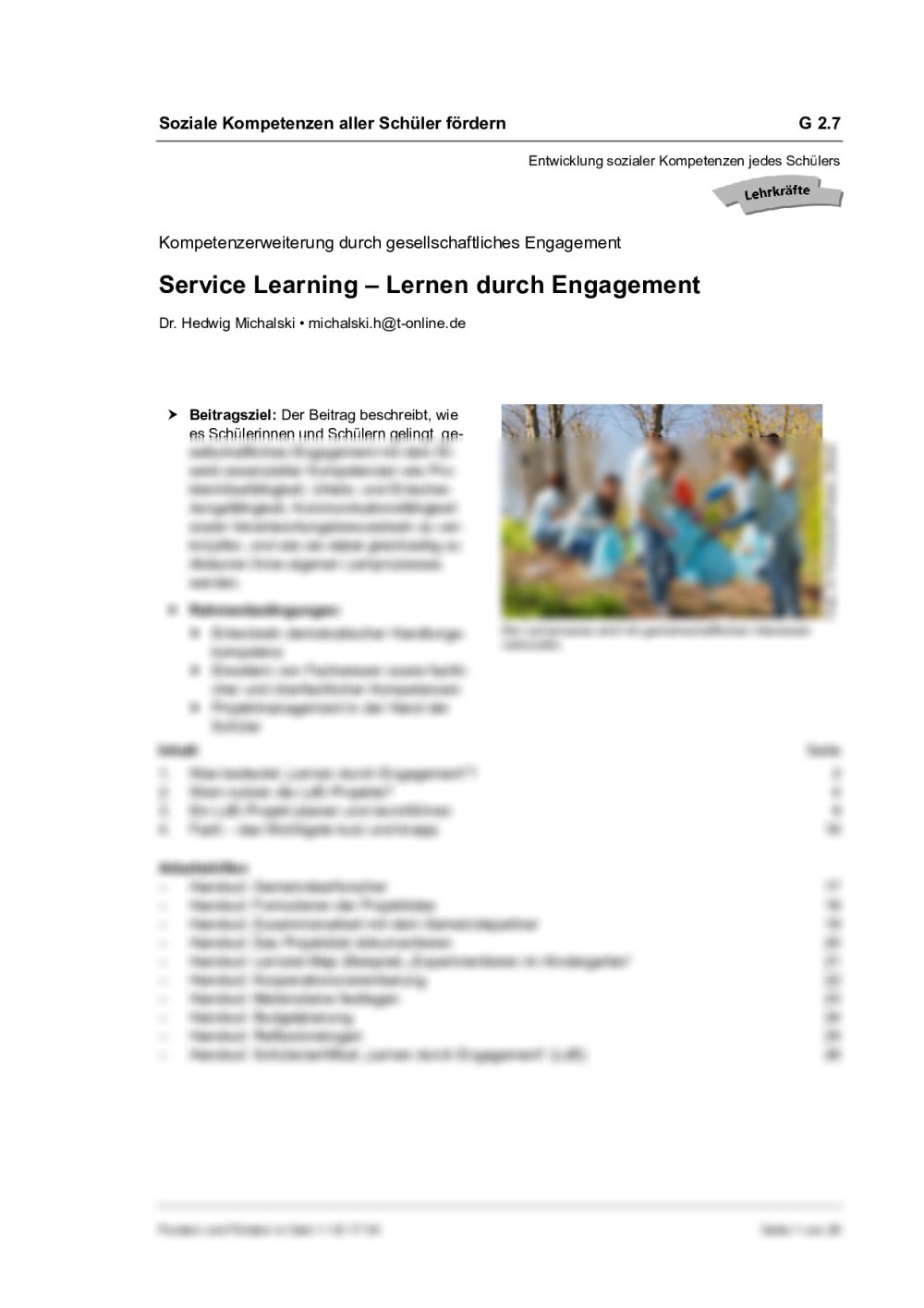 Service Learning – Lernen durch Engagement - Seite 1