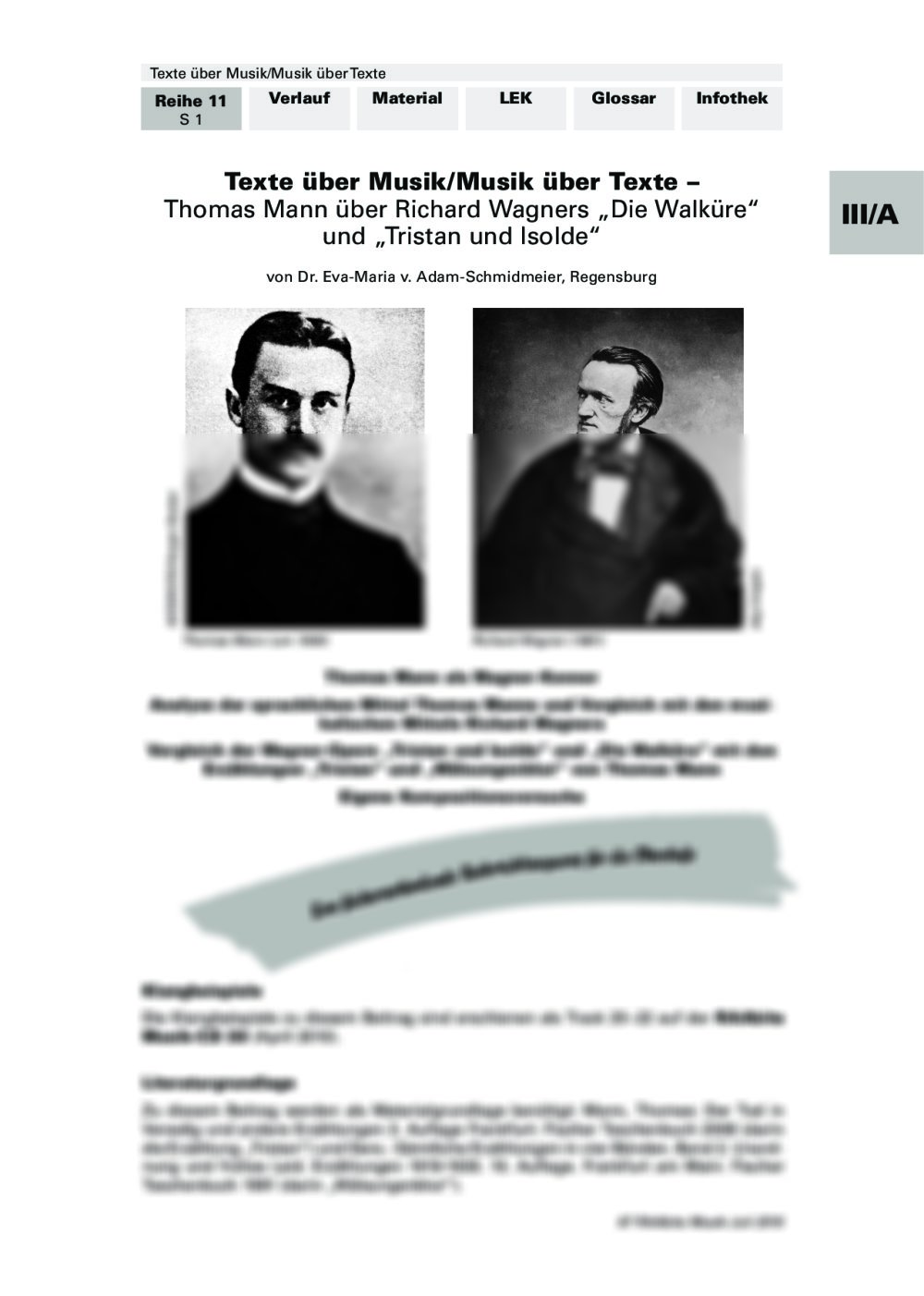Thomas Mann über Richard Wagners  Walküre und Tristan - Seite 1