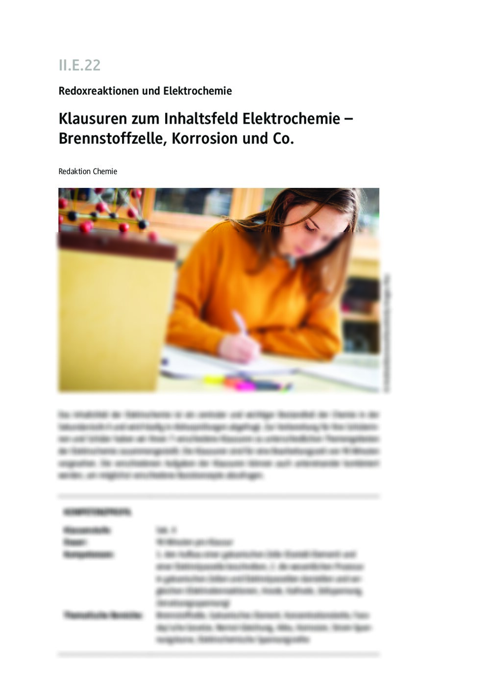 Klausuren zum Inhaltsfeld Elektrochemie - Seite 1