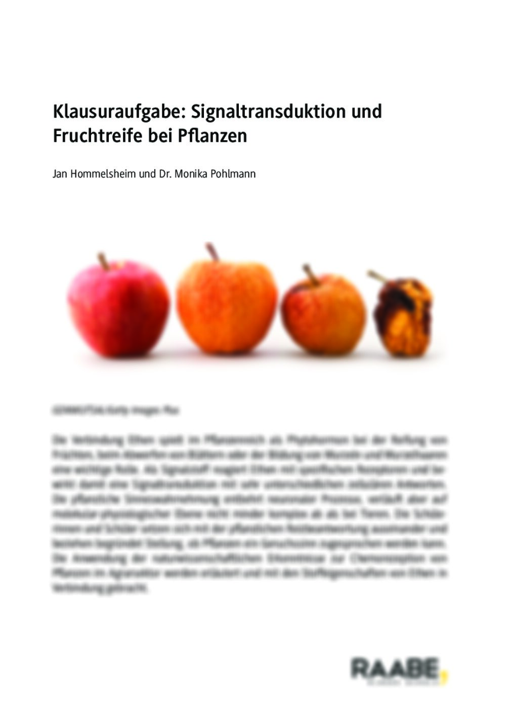 Klausuraufgabe: Signaltransduktion und Fruchtreife bei Pflanzen  - Seite 1
