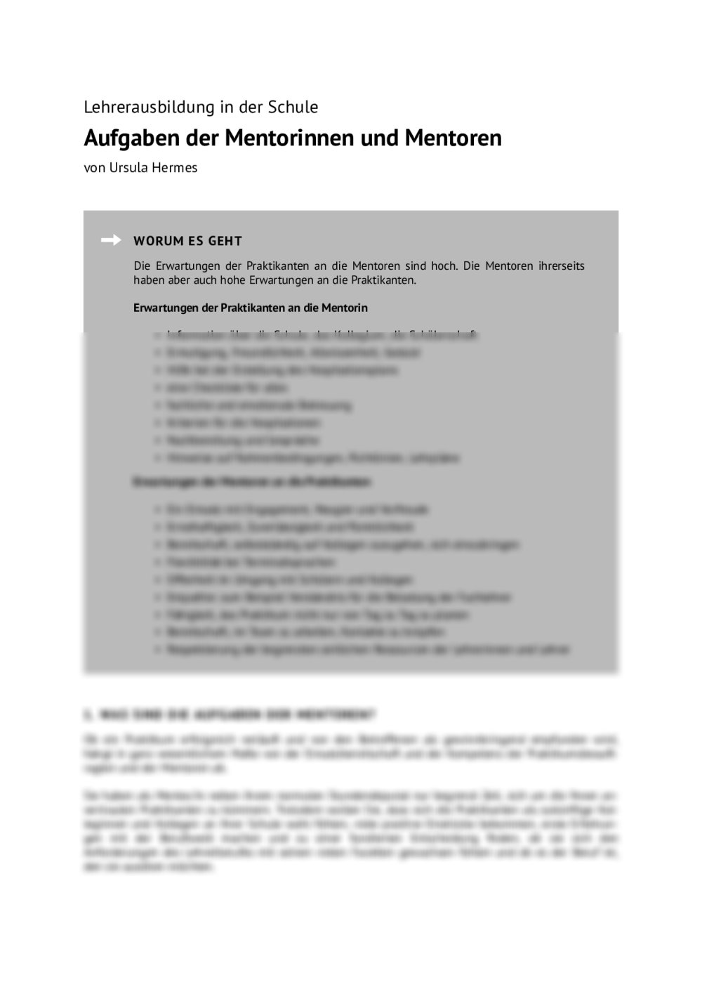 Aufgaben der Mentorinnen und Mentoren - Seite 1