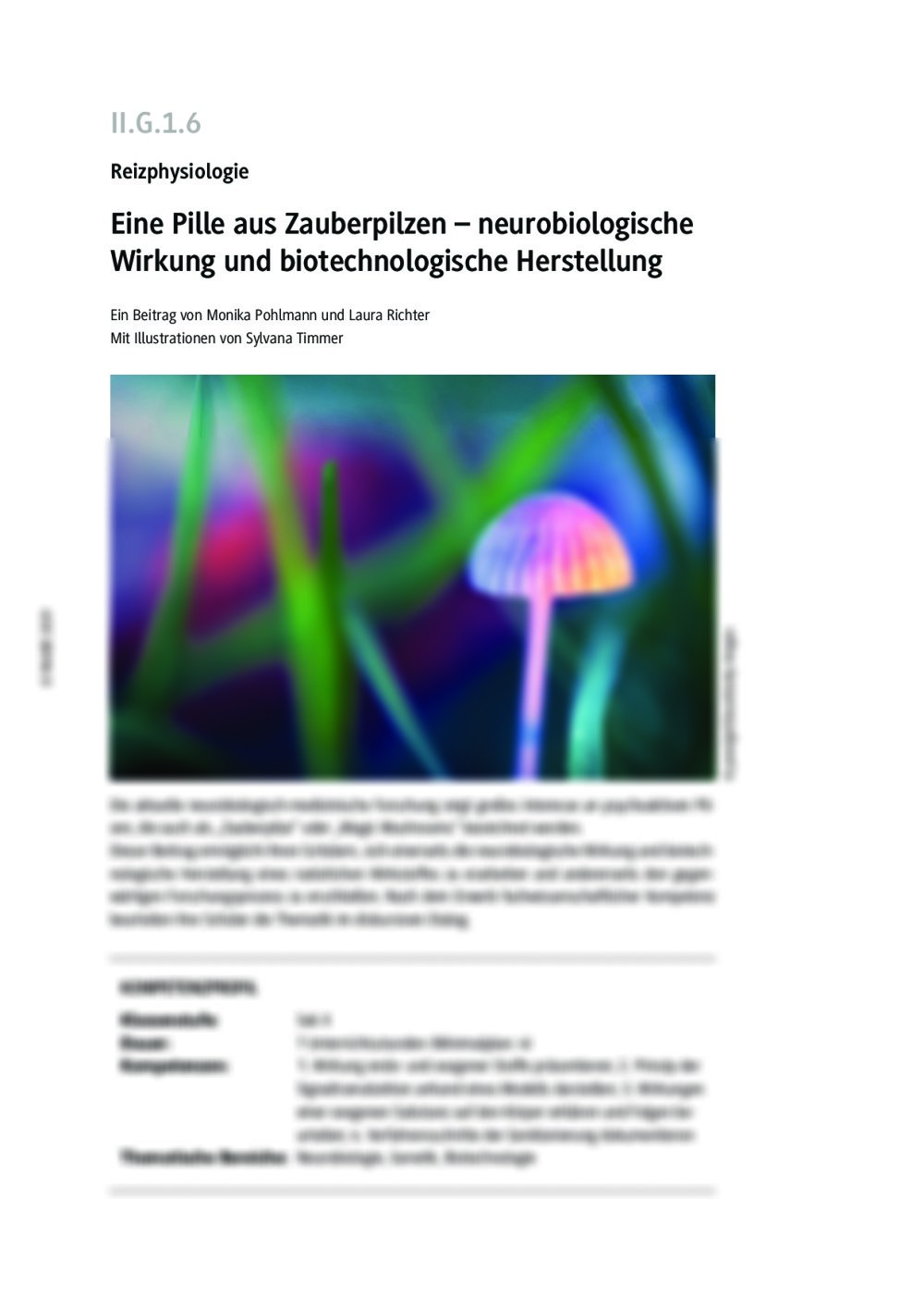 Neuobiologische Wirkung und biotechnologische Herstellung eines Psychotropikums - Seite 1