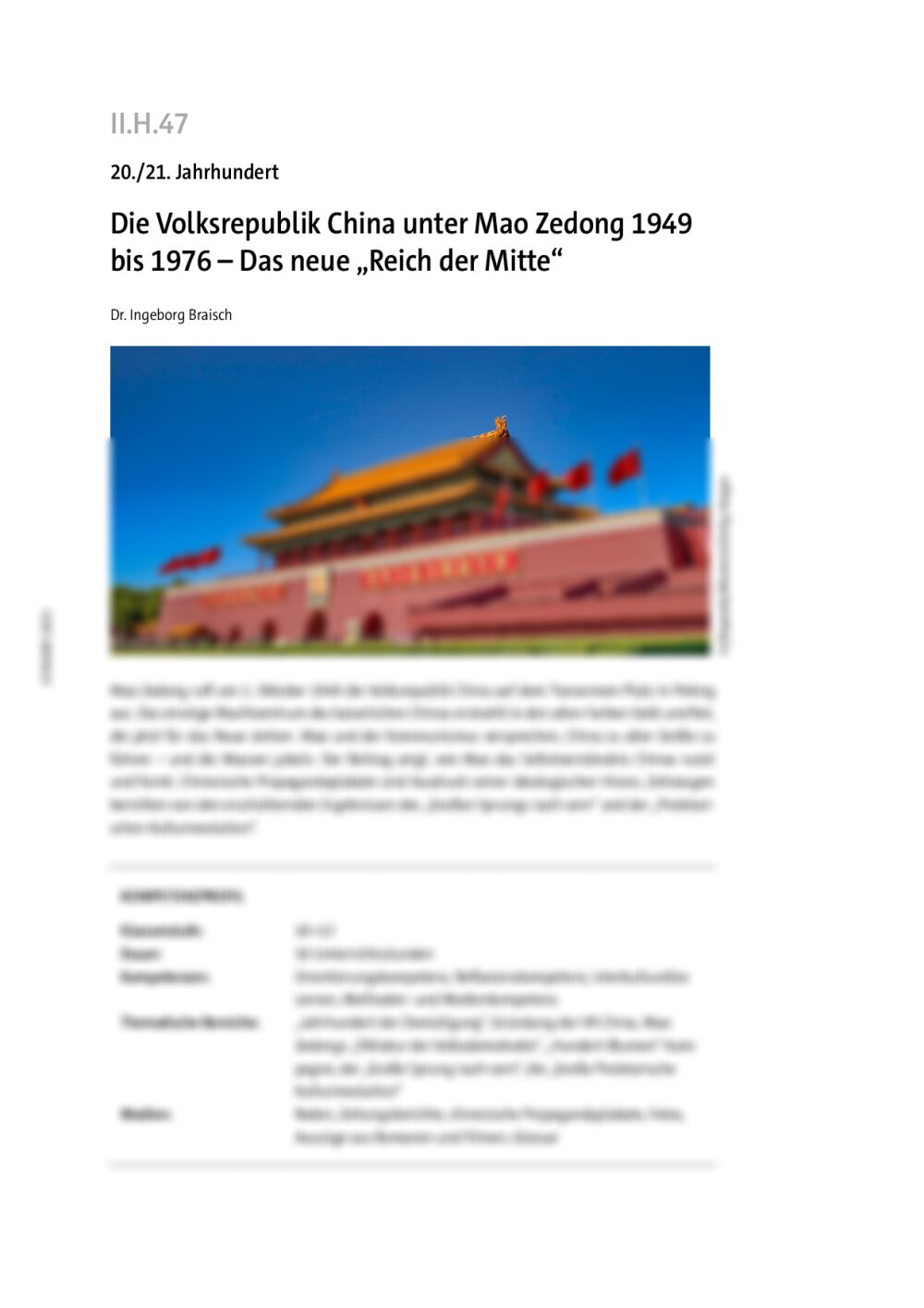 Die Volksrepublik China unter Mao Zedong 1949 bis 1976  - Seite 1