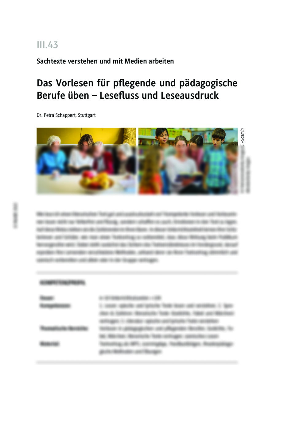 Das Vorlesen für pflegende und pädagogische Berufe üben - Seite 1