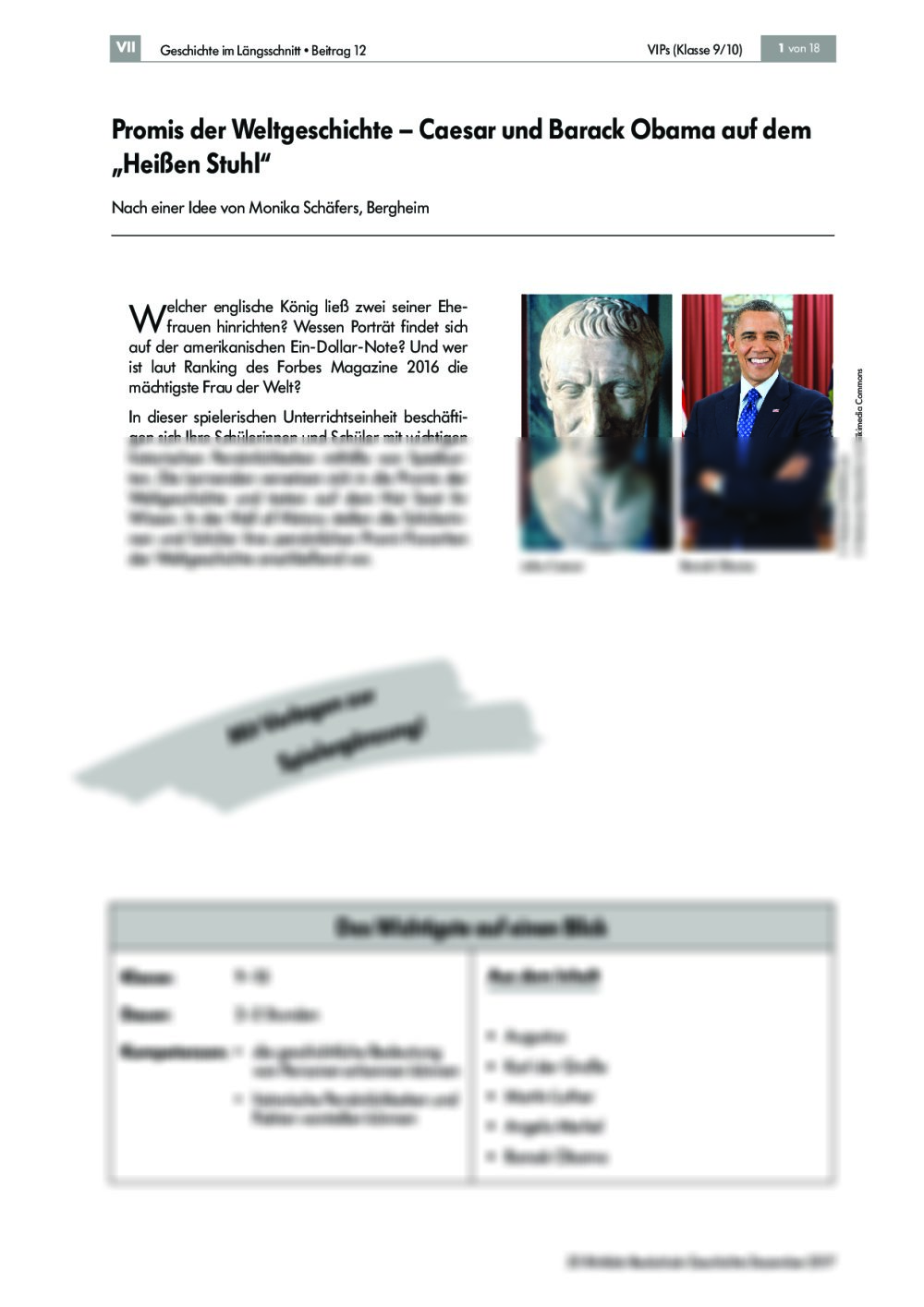 Caesar und Barack Obama auf dem „Heißen Stuhl“ - Seite 1