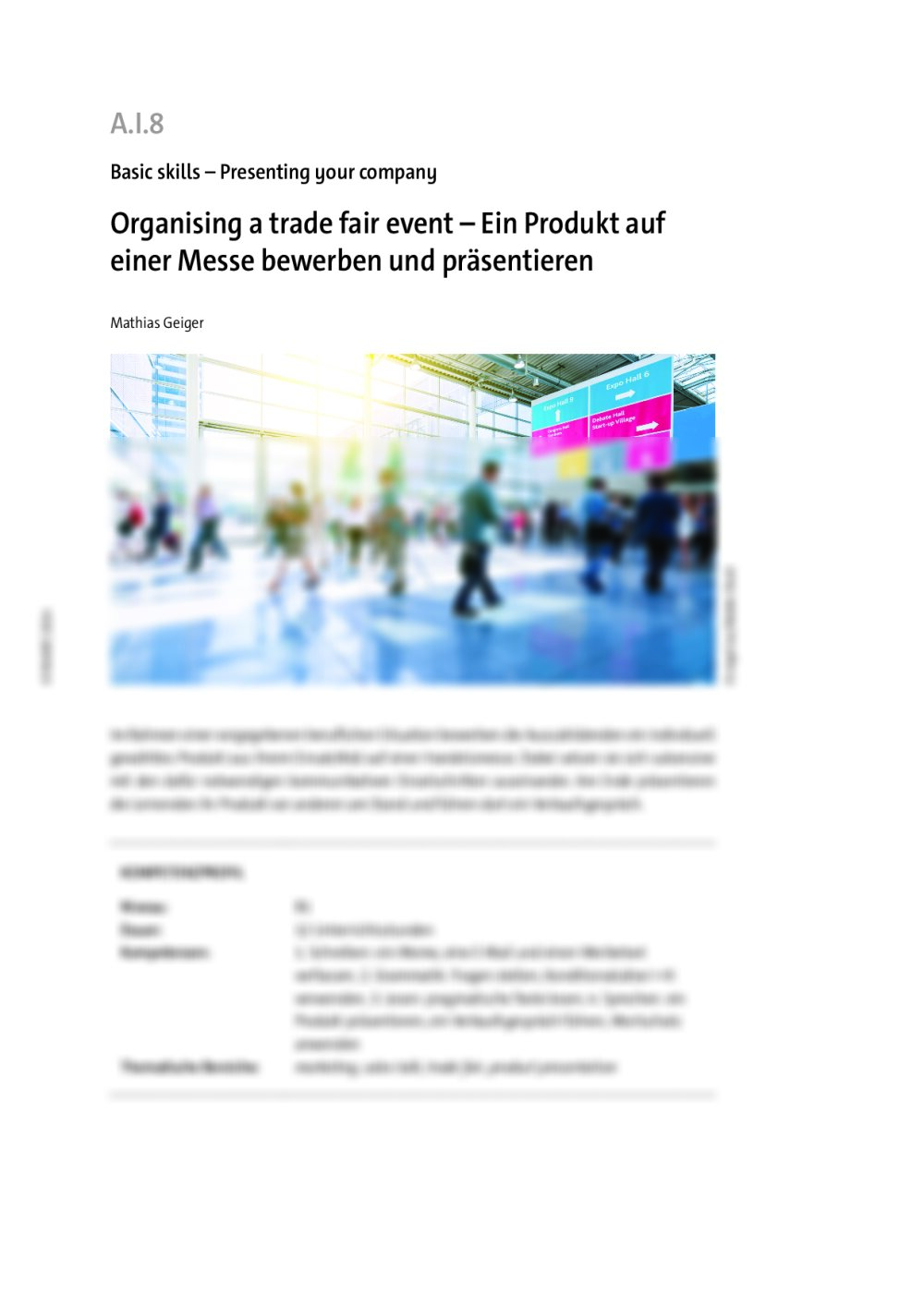 Organising a trade fair event - Seite 1
