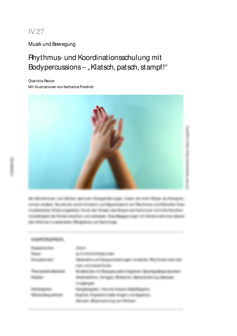 Rhythmus- und Koordinationsschulung mit Bodypercussions - Seite 1