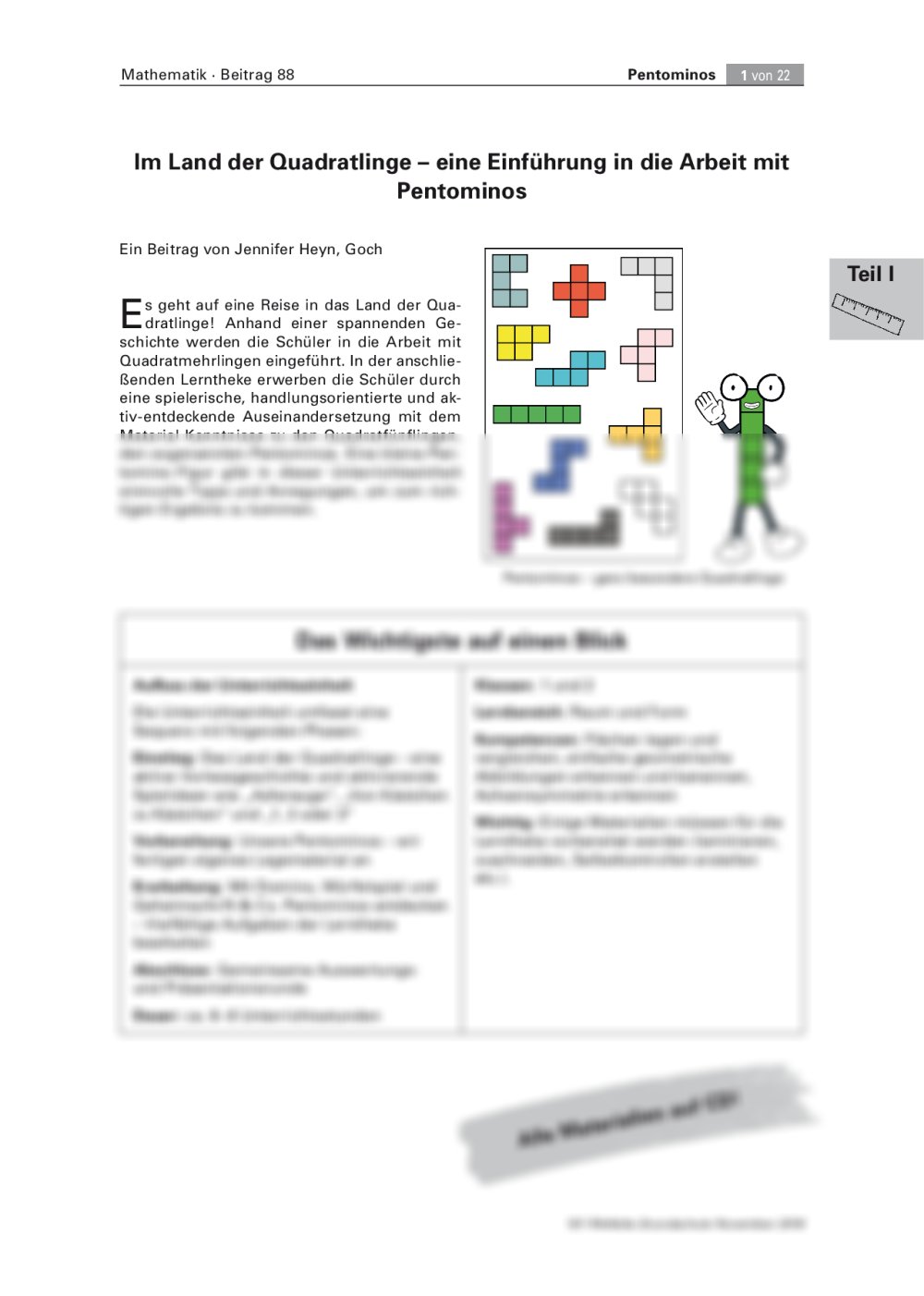 Eine Einführung in die Arbeit mit Pentominos - Seite 1