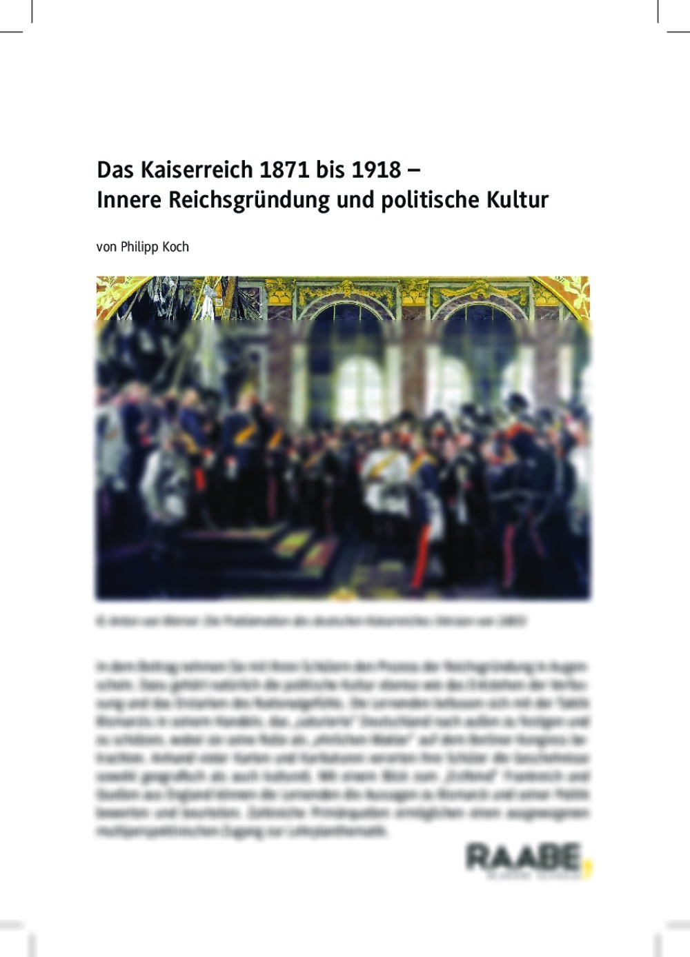 Das Kaiserreich 1871 bis 1918 - Seite 1