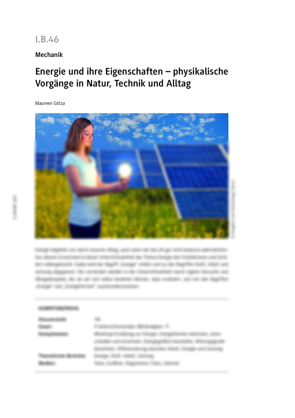 Energie und ihre Eigenschaften  - Seite 1