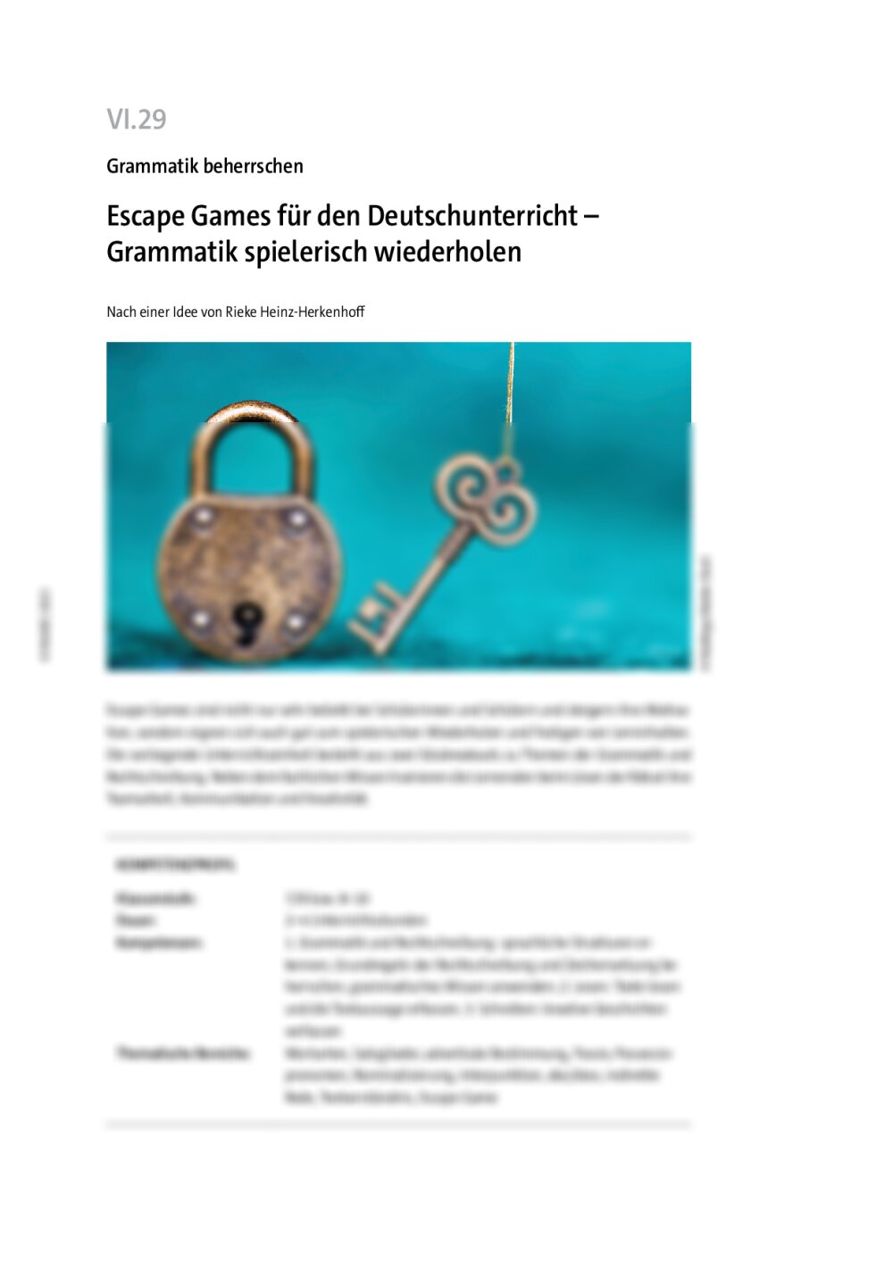 Escape Games für den Deutschunterricht - Seite 1