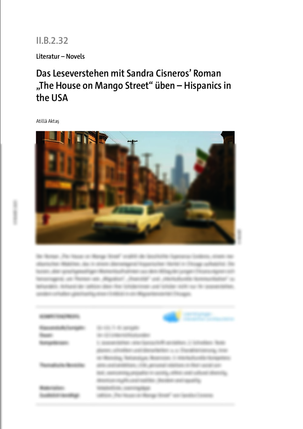 Das Leseverstehen mit Sandra Cisneros’ Roman „The House on Mango Street“ üben - Seite 1
