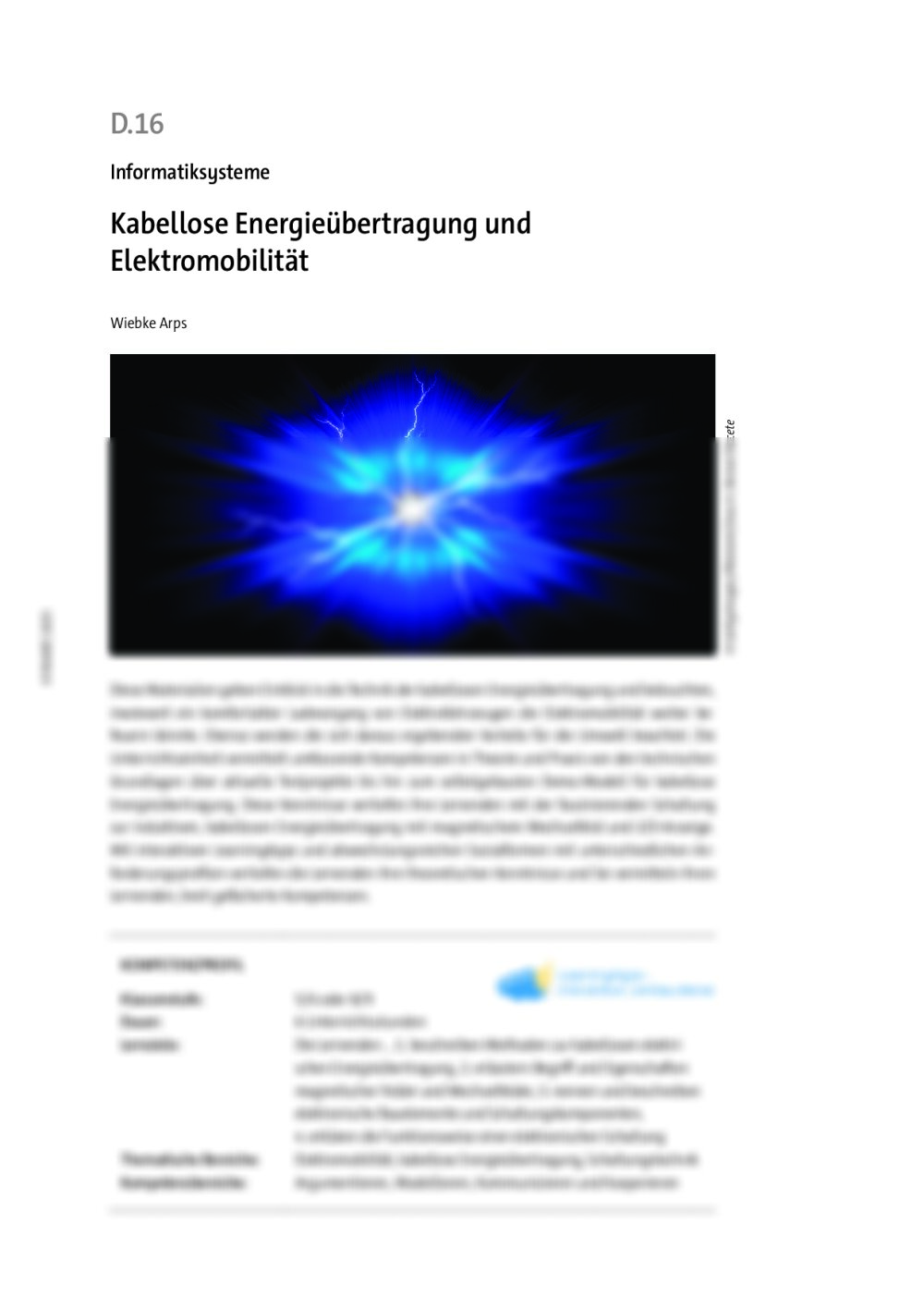 Einheit: Kabellose Energieübertragung und Elektromobilität - Seite 1