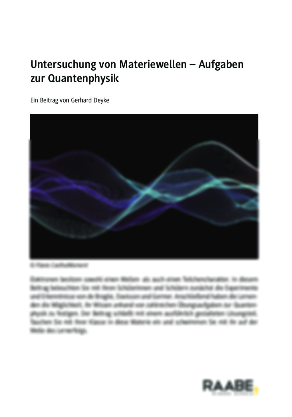 Untersuchung von Materiewellen - Seite 1