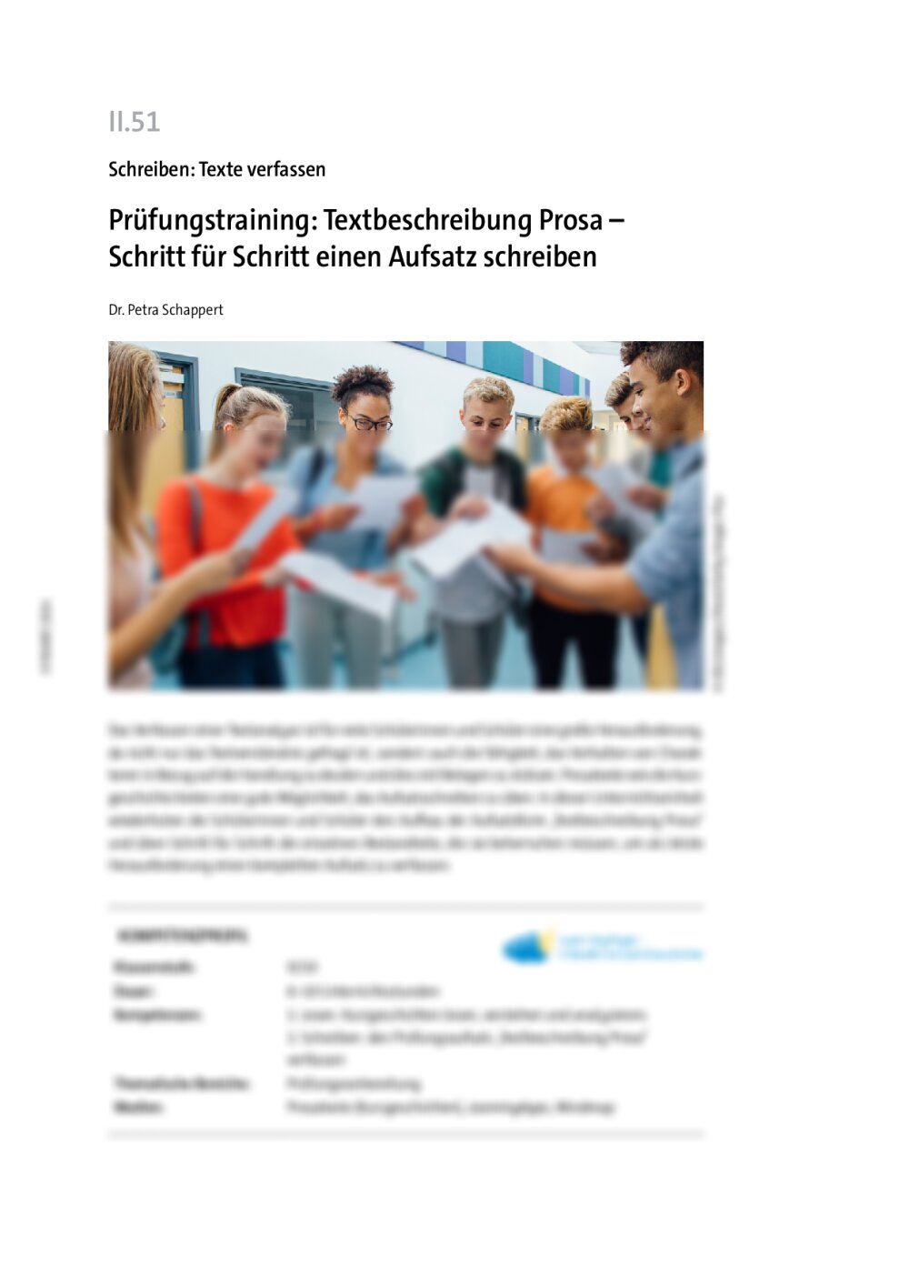 Prüfungstraining: Textbeschreibung Prosa - Seite 1