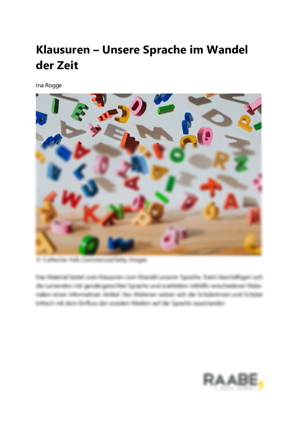 Klausur – Unsere Sprache im Wandel der Zeit - Seite 1