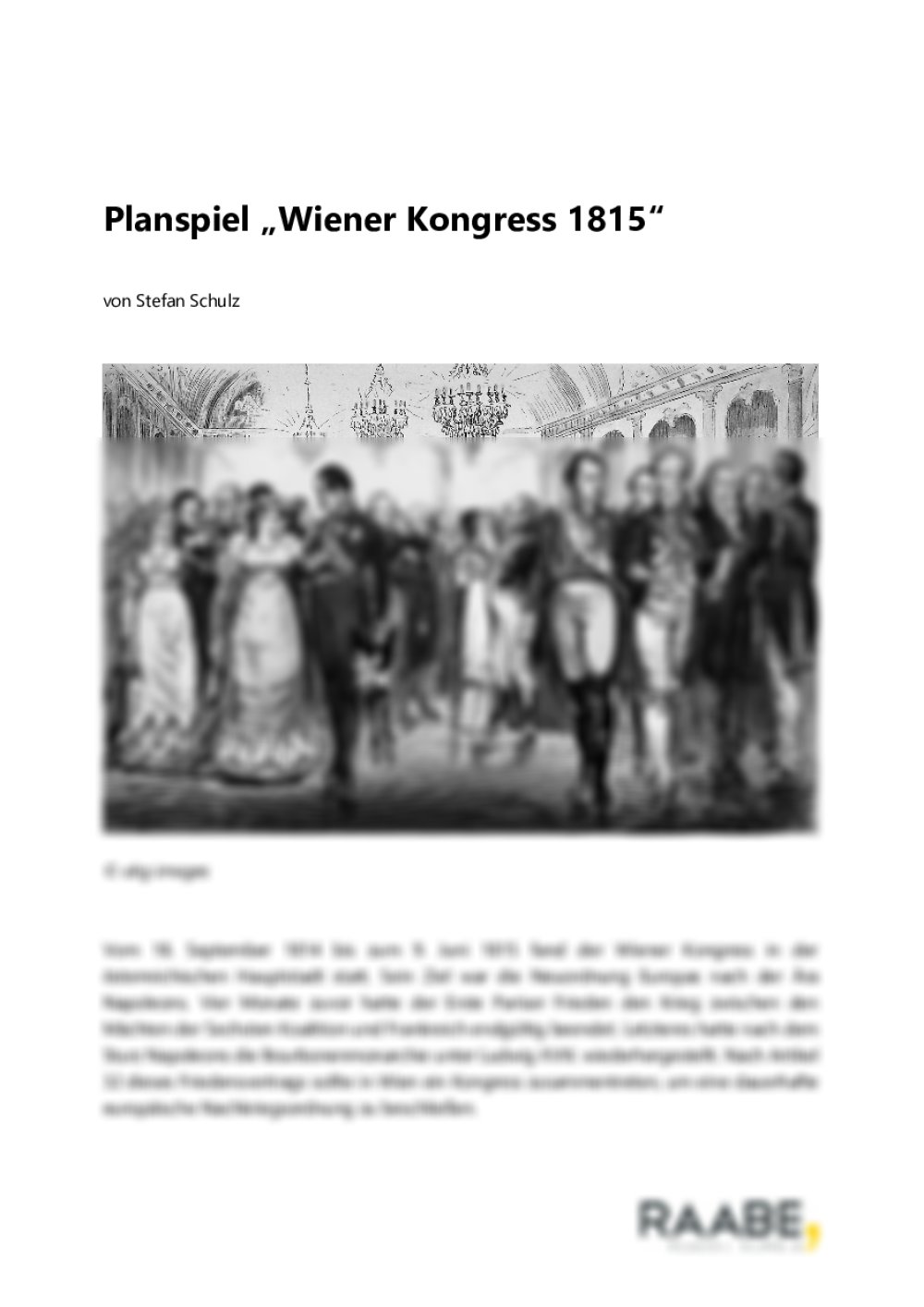 Planspiel "Wiener Kongress 1815" - Seite 1