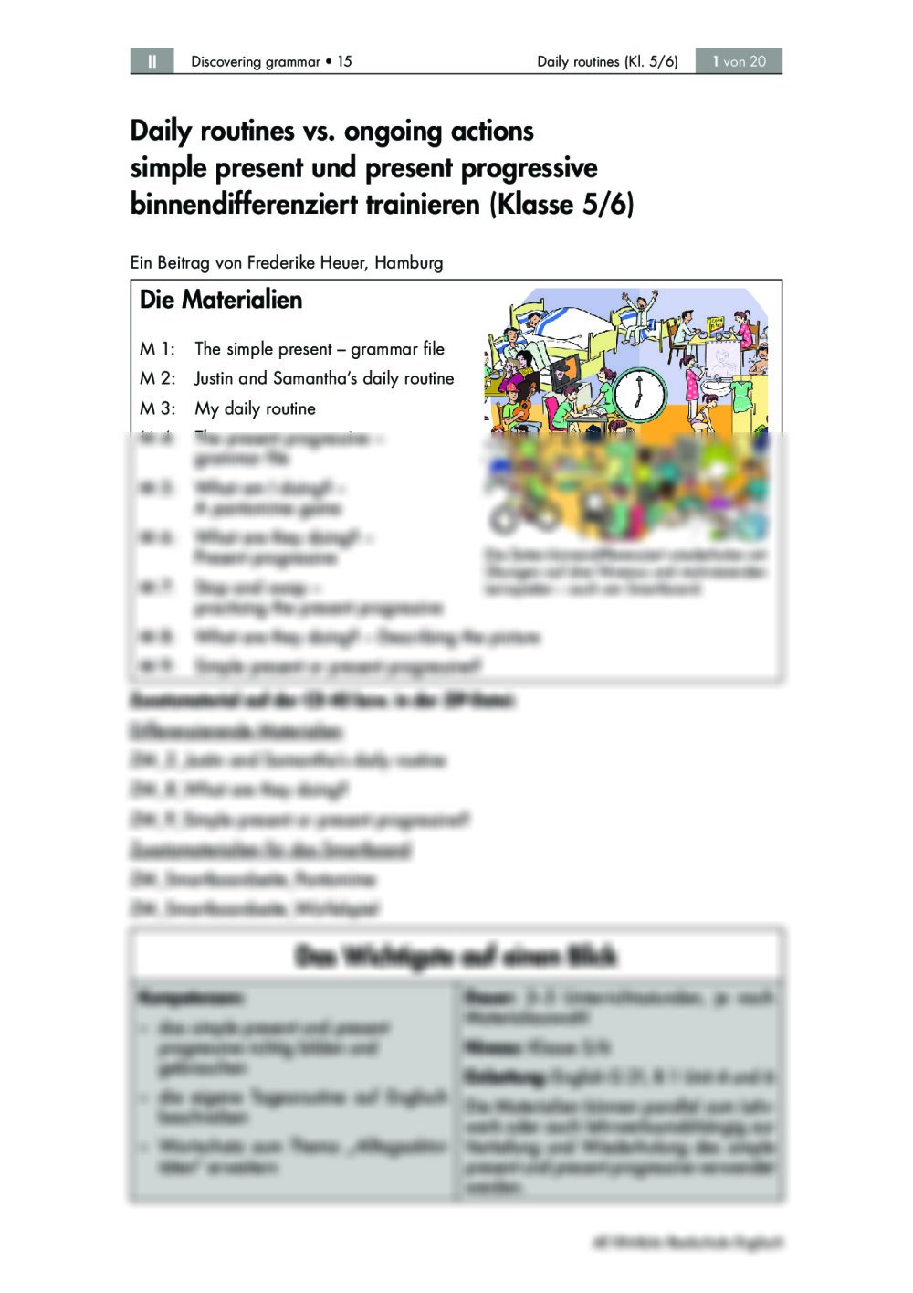 Simple present und present progressive binnendifferenziert trainieren - Seite 1