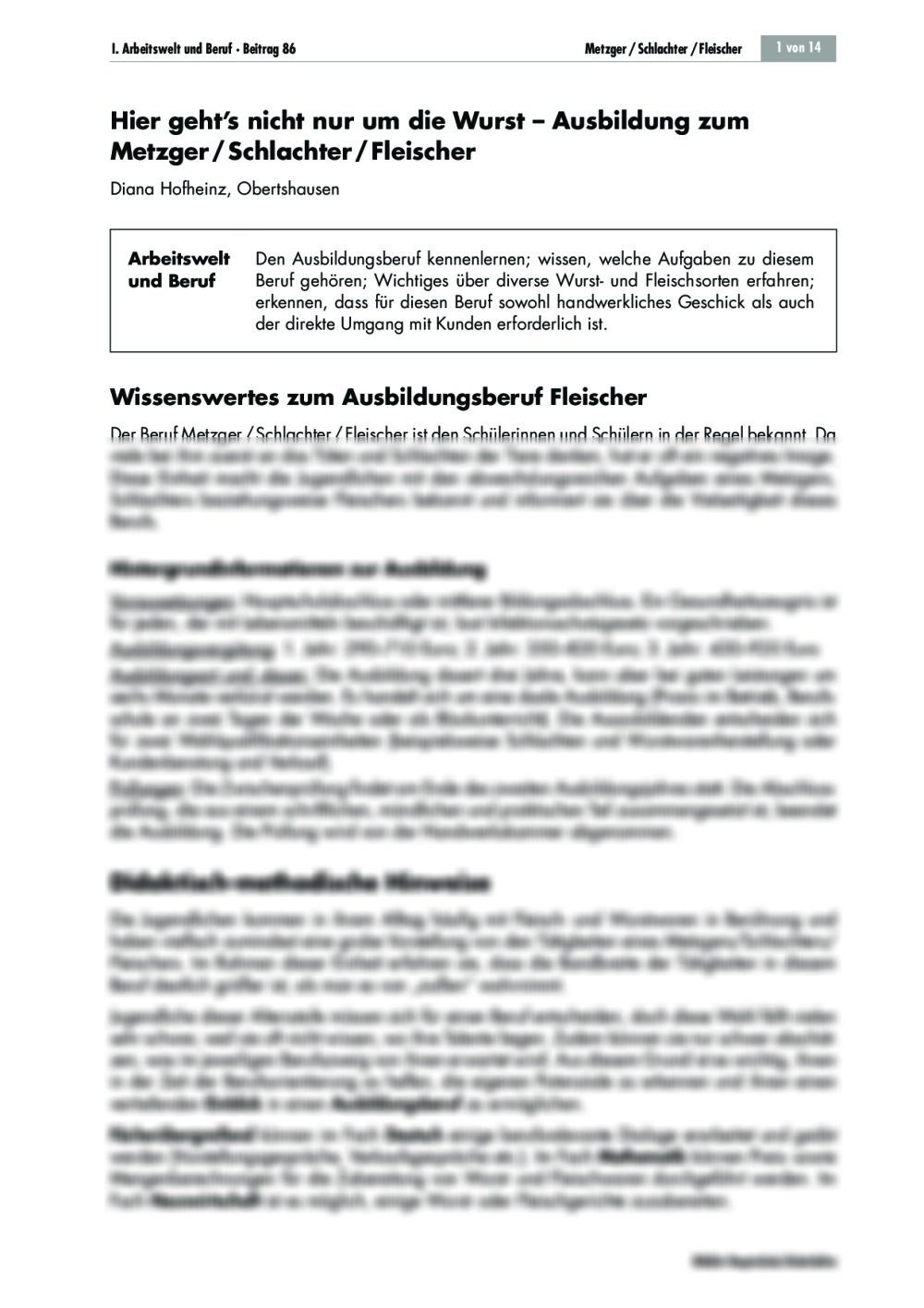 Metzger/Schlachter/Fleischer - Seite 1